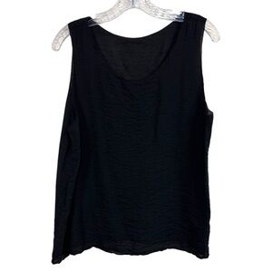 Cut Loose Black Tank Top Lightweight Flowy Lagenlook Sheer Minimalist sz Large